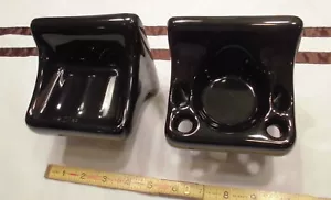 Hochglanzfett schwarzes Waschbecken-Set... Keramik Seifenschale... Tasse & Zahnbürstenhalter, Neu - Bild 1 von 12