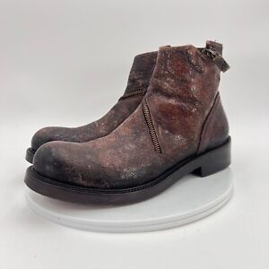 Jo Ghost Men Size EU 40 US 7 Brown Distressed Side Zip Pull On Ankle Boot