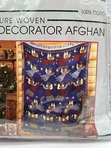 Schutzengel Überwurf Krone Handarbeit Afghan 48” x 60” Jacquard Decke USA Weihnachten - Bild 1 von 4