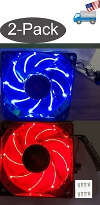 2-pack: Enermax 80mm x 25mm Blue/Red LED Smart Case Fan 3pin + Thermal Control - Image 1 of 4