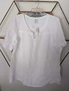 NWT Lands' End White Linen Blouse, size 16 - Picture 1 of 5