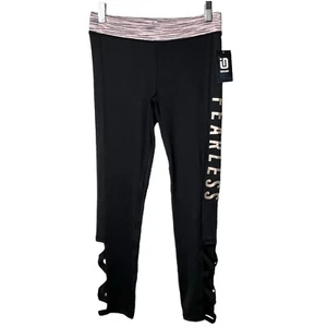 Ideology Big Girl's Athletic Leggings L Black & Pink/Rose Gold Fearless Caged - Picture 1 of 10