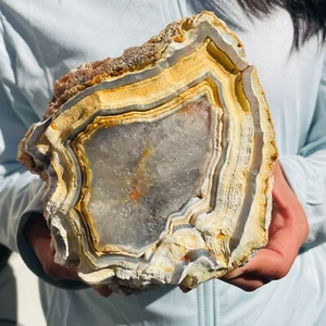 2335g Raro Grande Simbolo Naturale Gobi Seta Fasciato Pizzo Agata Cristallo Minerale Grezzo - Foto 1 di 8
