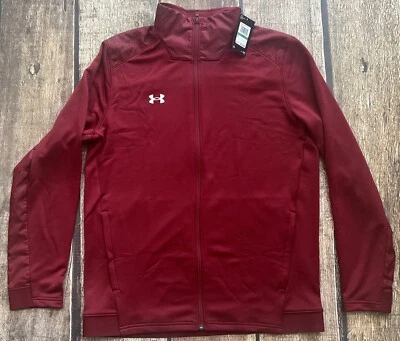 JAQUETA HÍBRIDA UNDER ARMOUR ZÍPER COMPLETO VINHO TINTO MASCULINA TAMANHO GRANDE NOVA COM ETIQUETAS US$ 70 - Imagem 1 de 4