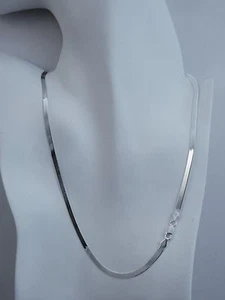 3.7mm Herringbone Chain Italian Sterling Silver Necklace 16,18,20,22,24 inch NEW - Picture 1 of 1