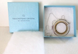 Touchstone Crystal by Swarovski Necklace 18" Circular Medallion Charm Stainless - Picture 1 of 9