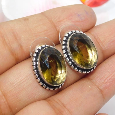 Orecchini a perno al quarzo imperiale pendenti goccia argento sterling placca... - Immagine 1 di 4