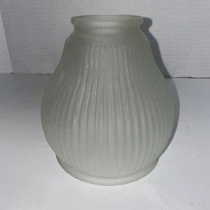 Vintage Ribbed Frosted Glass Shade Light Fixture 2-1/8” Lip - Picture 1 of 4