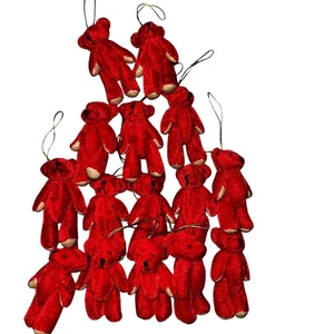 Miniatur rote Teddybären Urlaub Ornament Lot mit hellbraunen Pfoten Weihnachten 3"  - Bild 1 von 8