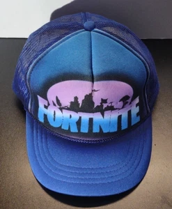 Fortnite Hat Cap Snap Back Mesh Foam Trucker Blue Purple Heart Adult Videogame - Picture 1 of 8