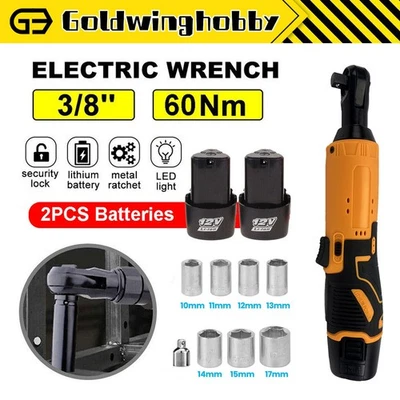 ZISTEL 12V 3/8" Cordless Electric Ratchet Socket impact Wrench Right Angle Battery 60Nm