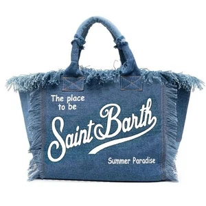 Borsa Donna Saint Barth di Jeans da Spiaggia Mare con Frange in Jeans - Imagen 1 de 6
