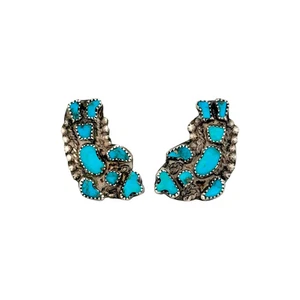Pendientes vintage, circa años 50, turquesa Lone Mountain, navajo, 1 1/16" - Imagen 1 de 4