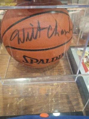Wilt Chamberlain Los Angeles Lakers Signed Spalding Basketball & Case JSA COA - Image 1 of 3