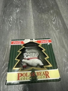 Vintage 1996 COCA-COLA Polar Bear Collection Sledding Christmas Ornament COKE - Picture 1 of 5
