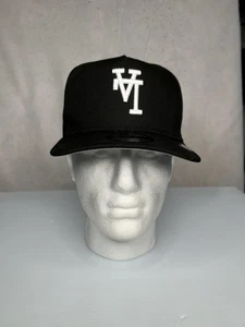 LA Hat Mens Black One Size Snap Back MV Monogram Hat Cap Embroidered NEW - Picture 1 of 8