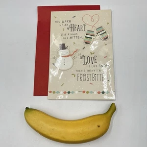 Hallmark Weihnachtskarte - Du wärmst mein Herz wie eine Hand in einem Fäustling Schneemann Liebe - Bild 1 von 5