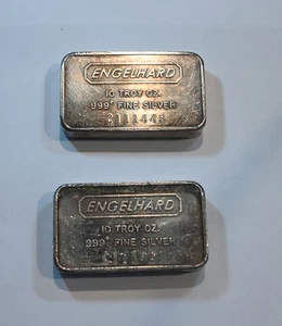 TWO ENGELHARD consecutive serial numbers Silver Bars 10 oz 20 oz total, EH - Picture 1 of 4