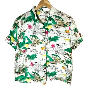 Cynthia Rowley 100 % Leinen Amalfiküste Knopfleiste Oberteil groß Ferienanlage - Bild 1 von 9