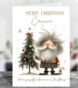 Personalised Novelty Scottish Santa Glossy Christmas Greetings Card, Choose Size - Picture 1 of 3