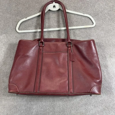 Coach Tote Bag Womens Burgundy Oxblood Leather Shoulder Top Zip Work Purse 7515 - Image 1 of 4