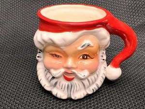 Taza vintage de Navidad NAPCO guiñando el ojo cabeza de Santa Claus cara - Imagen 1 de 5