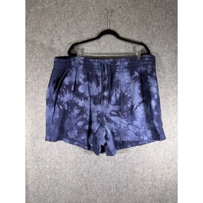 Shorts feminino Athleta Farallon tie dye 3X azul com cordão bolsos lounge - Imagem 1 de 4