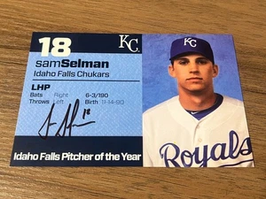 SIGNED BASEBALL POSTCARD AUTO KANSAS CITY ROYALS SAM SELMAN IDAHO FALLS POY - Picture 1 of 1