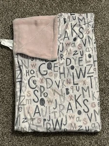 S.L. Home Fashions Pink White Gray A B C/Alphabet/Letters Baby Blanket - Picture 1 of 7