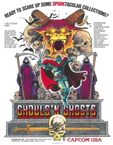 Ghouls N Ghosts 1988 Capcom Video Arcade Flyer / Broschüre / Anzeige - Top - Bild 1 von 2