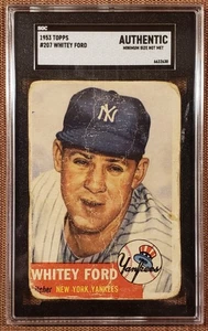 1953 Topps #207 Whitey Ford New York Yankees Original Baseballkarte SGC AUTH - Bild 1 von 3