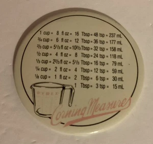 Vintage 1989 Kühlschrankmagnet Corning Maße Pyrex Retro Küche Dekor USA - Bild 1 von 2