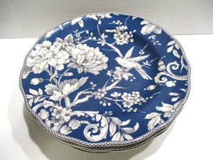 222 Fifth Adelaide Blue 10.75" Floral Dinner Plates Set of 4 - Picture 1 of 4