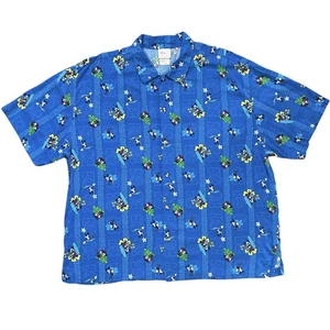 DISNEY Store Mickey Mouse Hawaiian Shirt Size XL Blue Tiki Surf Exclusive Resort - Picture 1 of 11