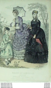 Mode Magasin des demoiselles 1869 # 10 Gravure originale aquarellee - Picture 1 of 1