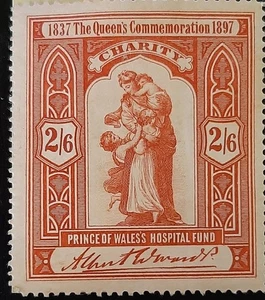 (GBR-1044)GB 1897 QV Poster Stamp The Queens Commemoration 1837-1897 Hospital Fd - Picture 1 of 1