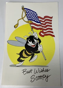 Vintage Scoopy Biene Postkarte "Best Wishes" Walt Disney Design amerikanische Flagge Rarität - Bild 1 von 9