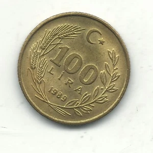 A HIGH GRADE AU/UNC 1989 TURKEY 100 LIRE COIN-DEC656 - Picture 1 of 2