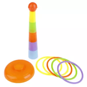 Hoop Ring Toss Plastic Ring Toss Quoits Garden Game Pool Toy Outdoor Fun Set XI - Picture 1 of 11