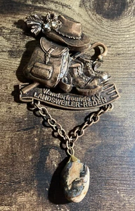 VTG German Wanderung Hiking Volksmarch Medal Germany w/ Jewels Wondering Club - Picture 1 of 7