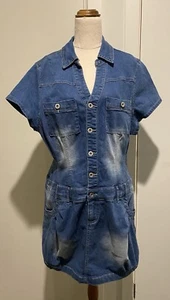 Venus Denim Dress Size EU48 UK22 Short Sleeve Button Through Faded - No Belt - Picture 1 of 4
