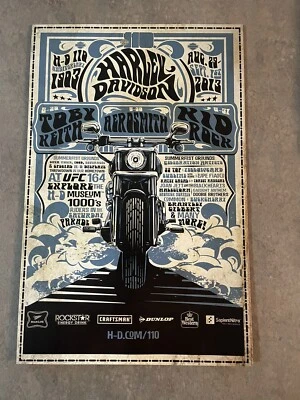 Harley Davidson 110th Poster Aerosmith Toby Keith Kid Rock Wall Decor 3 Colors - Image 1 of 3