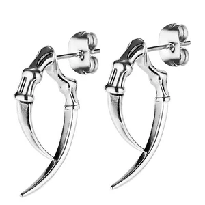 2 piezas Pendientes colgantes de tachuelas con esqueleto punk gótico de acero inoxidable para hombres y mujeres - Imagen 1 de 7