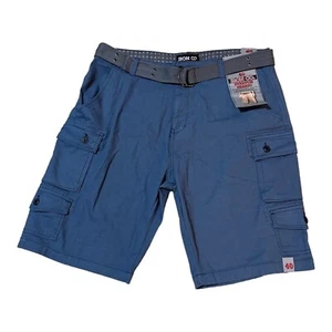 IRON CO. Cargo Shorts Men Size 40x11 Belted Twill Cargo Stretch Shorts Blue New - Picture 1 of 5