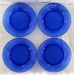 4 Vintage Colorex Hartglas geriffelter Rand Kobaltblau Müsli Suppe Schüsseln 8,75" - Bild 1 von 24