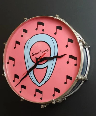 Leedy Drum Wall Clock W. Vintage Seeburg Front Hand Crafted In USA One-Of-A-Kind Cover