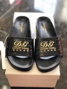 NIB Dolce & Gabbana Black Leather Big Kids/ Adult Slide Size 35 - Picture 1 of 1