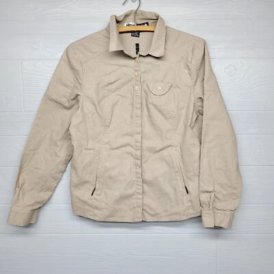 Винтажная женская рубашка на пуговицах Jamie Sadock бежевая льняная смесь куртка средний размер - Изображение 1 из 4