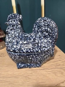 RARE Otagiri Blue Spackled Hen on Nest Stoneware Covered Dish Speckled Vintage - Picture 1 of 6