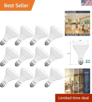 12-Pack BR30 LED Bulb, 65W Equivalent, 2700K Warm White, Dimmable, 650 Lumens... - Image 1 of 4